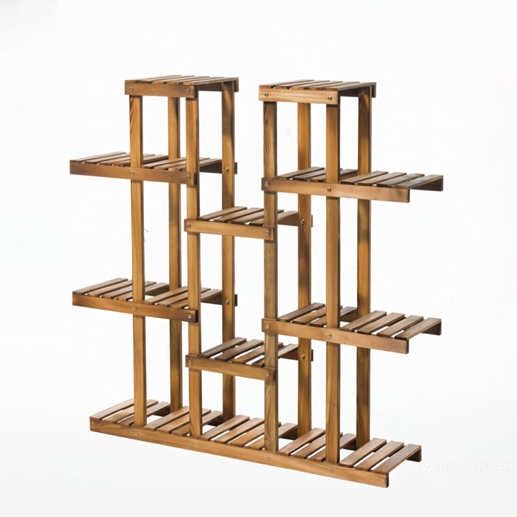 6-Tier Vertical Multi-Level Wooden Plant Stand Display Rack