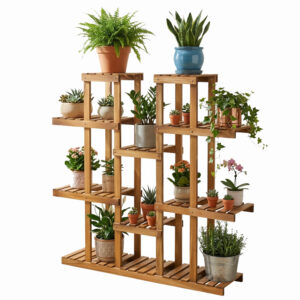 6-Tier Vertical Multi-Level Wooden Plant Stand Display Rack