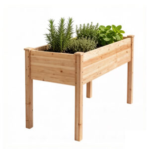 Natural Solid Wood Elevated Garden Bed with Drainage System