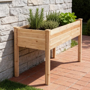 Fir Wood Raised Garden Bed With Legs 123×57×79cm