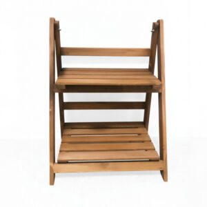 Foldable 2-Tier Wooden Plant Ladder and Display Stand