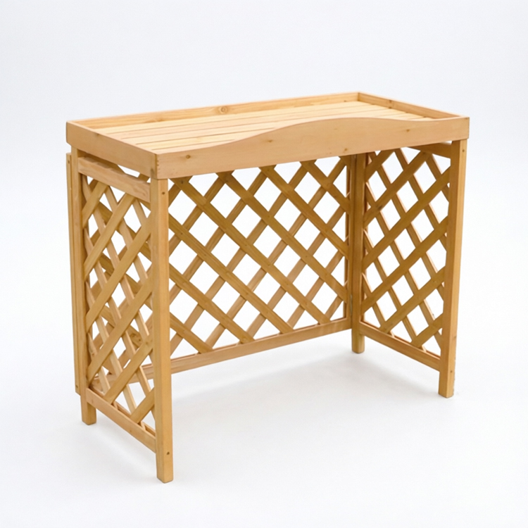 Lattice Wood Air Conditioner Enclosure and Outdoor Plant Stand