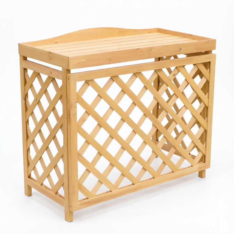Lattice Wood Air Conditioner Enclosure and Outdoor Plant Stand