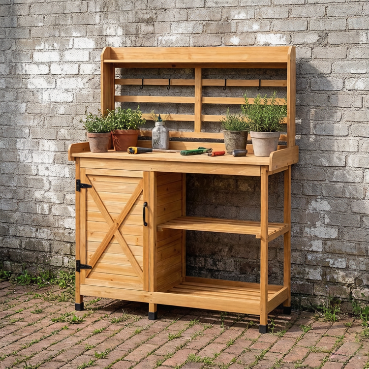 Outdoor Garden Potting Bench Wood 58×43.3×18"