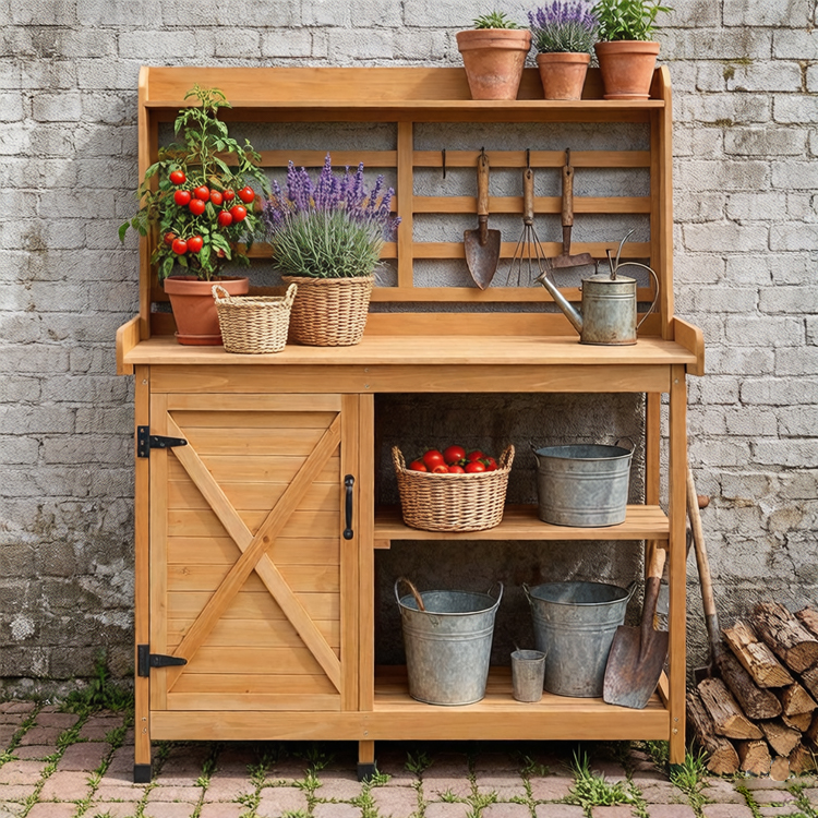 Outdoor Garden Potting Bench Wood 58×43.3×18" - Image 2