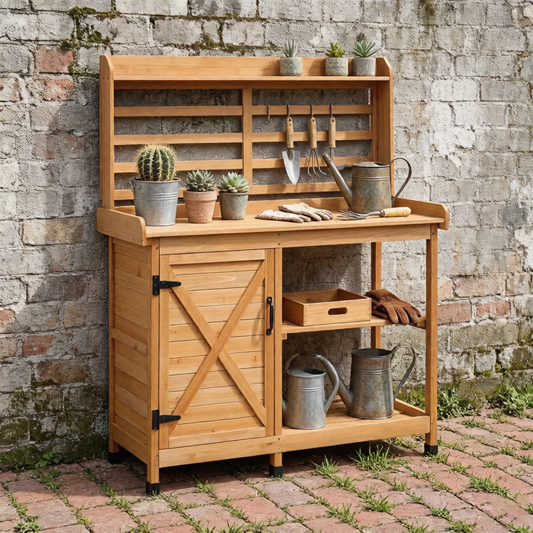 Outdoor Garden Potting Bench Wood 58×43.3×18″
