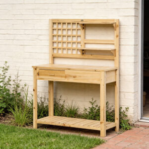 Outdoor Potting Bench Wood 55.75×41.25×16.5"