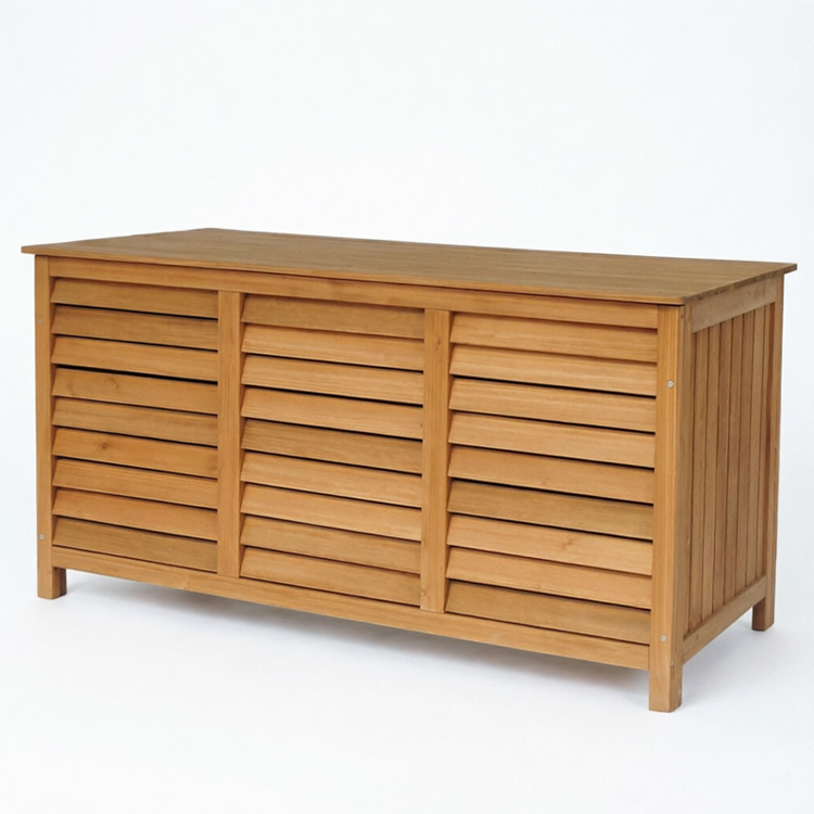 Outdoor Slatted Wooden Garden Storage Bench & Deck Box