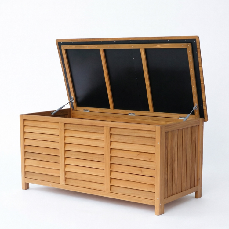 Outdoor Slatted Wooden Garden Storage Bench & Deck Box