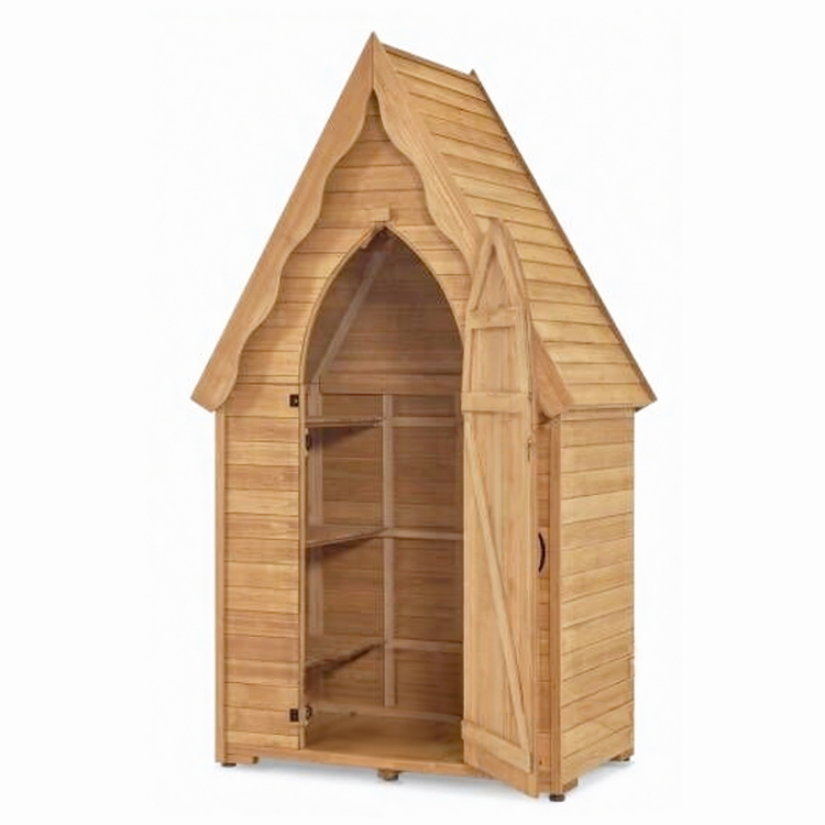 Solid Wood Garden Tool Shed with Multi-Tier Storage Shelves - Image 2