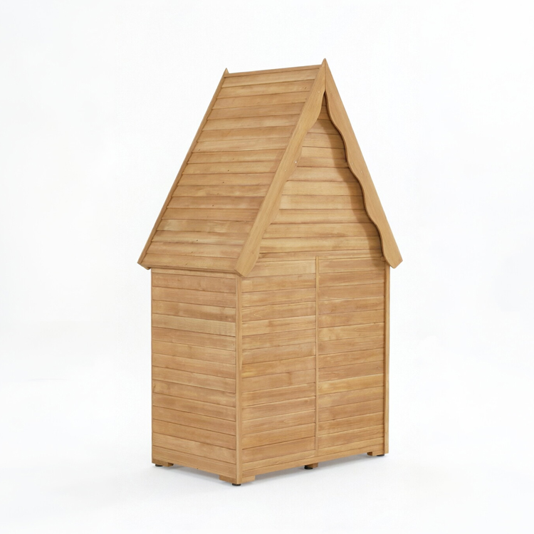 Solid Wood Garden Tool Shed with Multi-Tier Storage Shelves