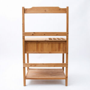 Wood 4-Tier Outdoor Potting Bench with Storage and Tool Hanging Rack