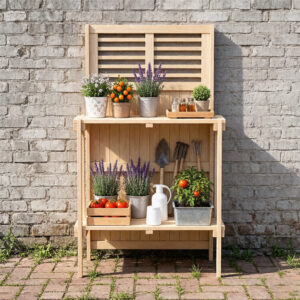 Wood Garden Potting Bench With Storage 44×25×13.5