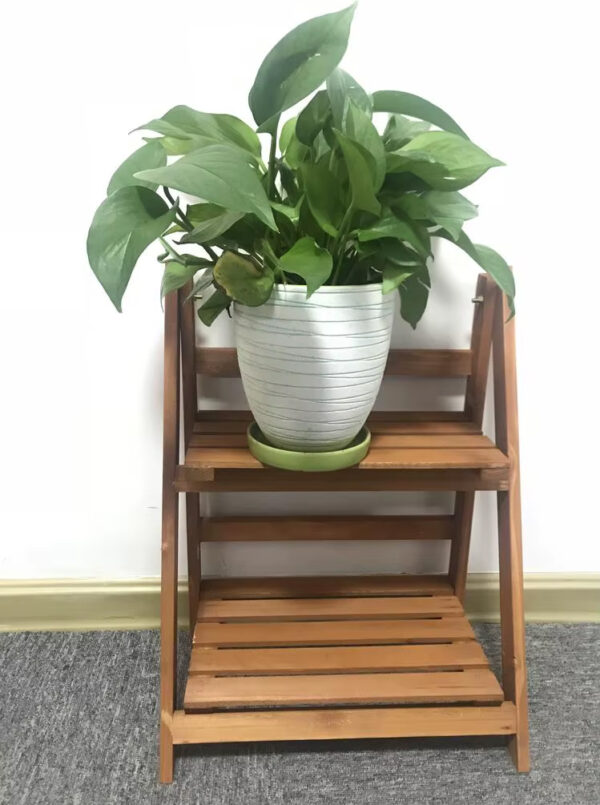 Wooden 2-Tier Ladder Flower Stand - Image 4