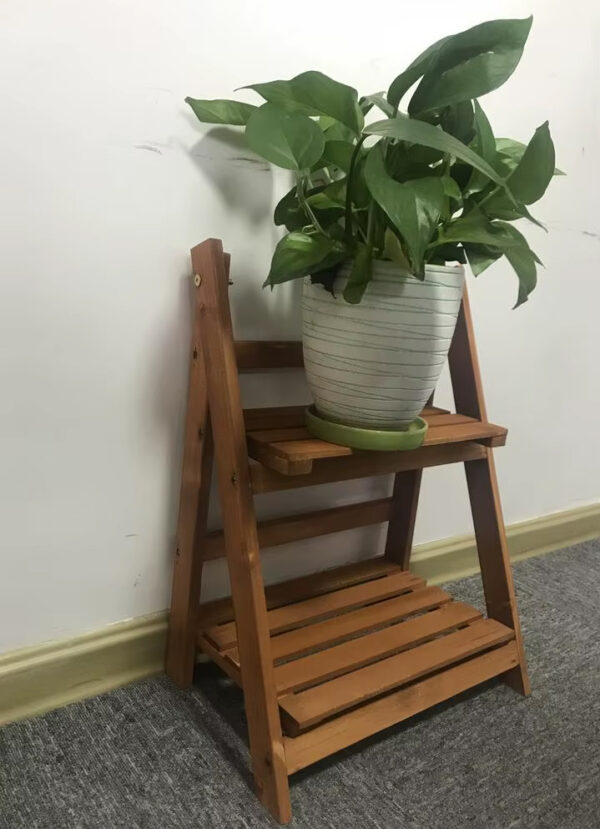 Wooden 2-Tier Ladder Flower Stand
