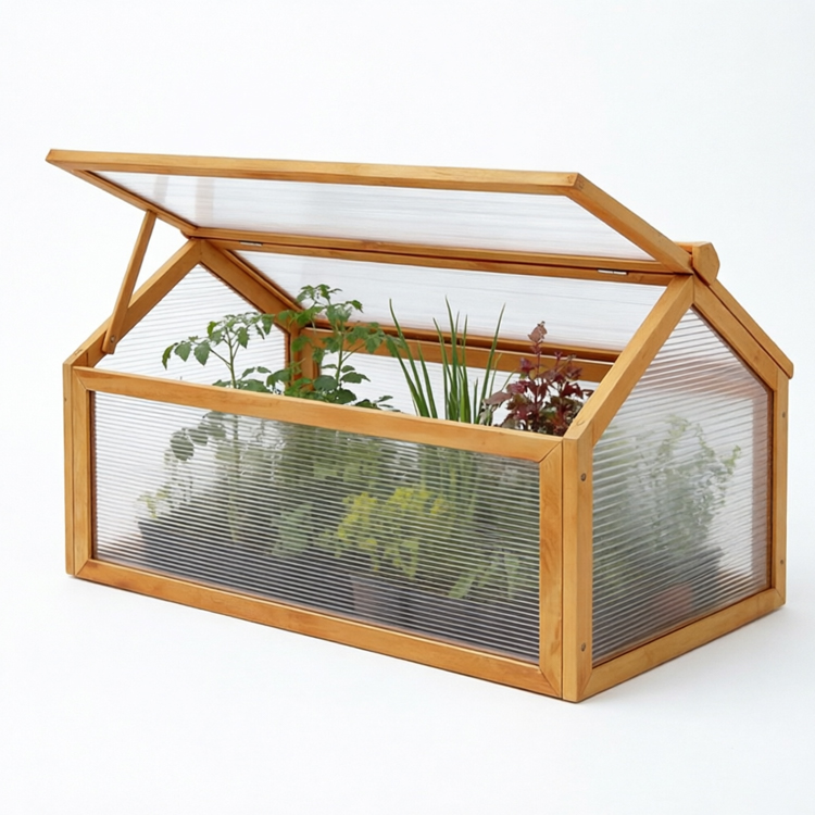 Wooden Cold Frame Greenhouse with Adjustable Ventilation Lid