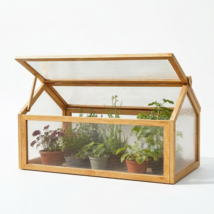 Wooden Cold Frame Greenhouse with Adjustable Ventilation Lid - Image 2