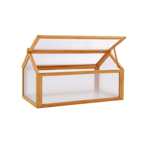 Wooden Cold Frame Greenhouse with Sloping Polycarbonate Roof