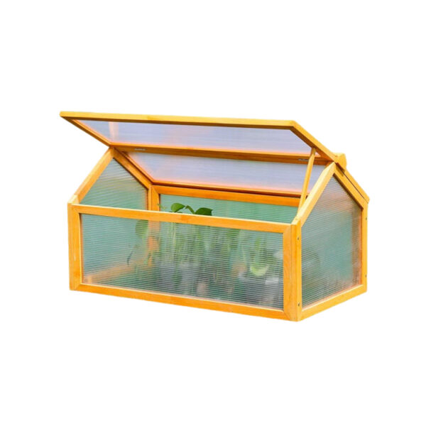 Wooden Cold Frame Greenhouse with Sloping Polycarbonate Roof