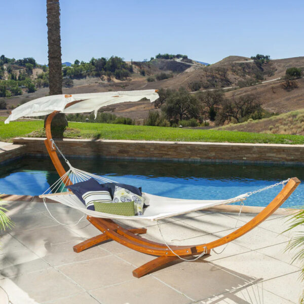 Wooden Frame Hammock with Canopy