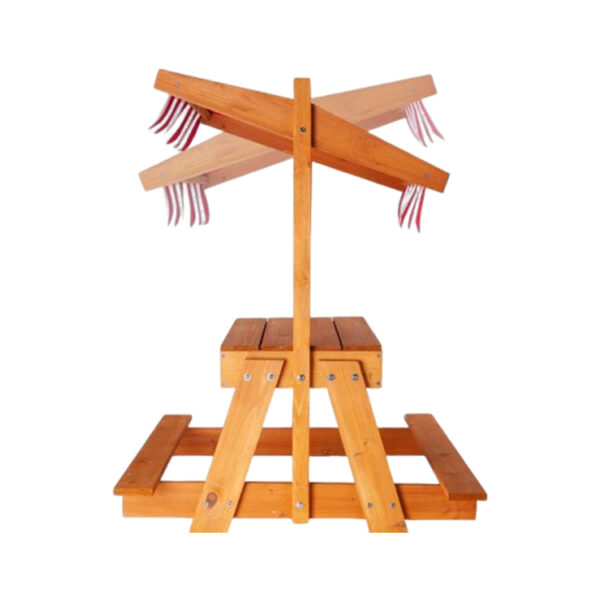 Wooden Kids Picnic Table and Sandbox with Adjustable Canopy​​