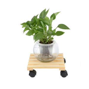 Wooden Plant Stand With Wheels