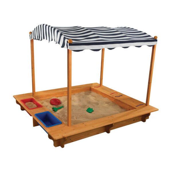 Wooden Sandbox with Cover and Storage Bins