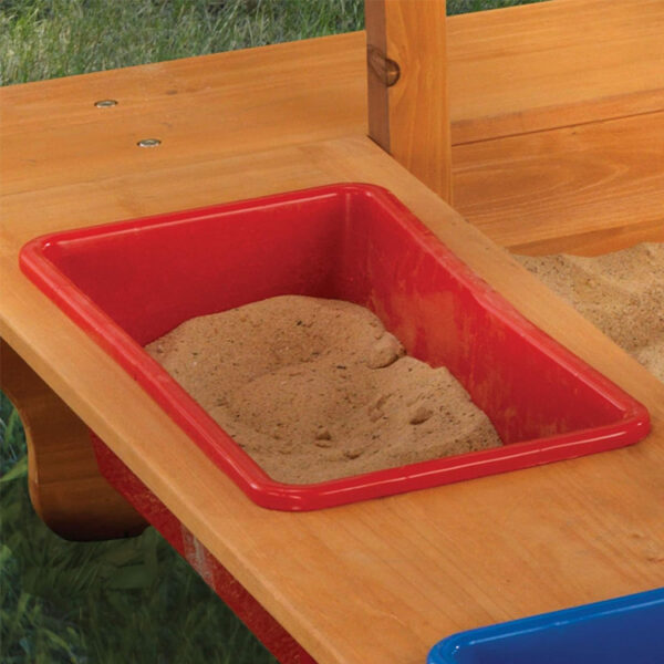 Wooden Sandbox with Cover and Storage Bins