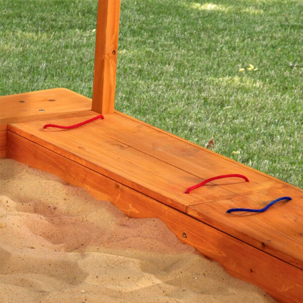 Wooden Sandbox with Cover and Storage Bins