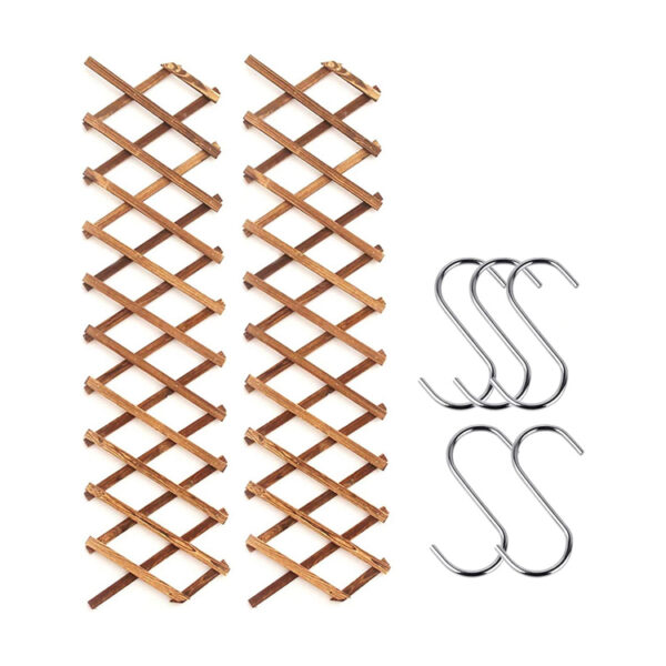 ​​Expandable Wooden Lattice Wall Planter with Hooks​​