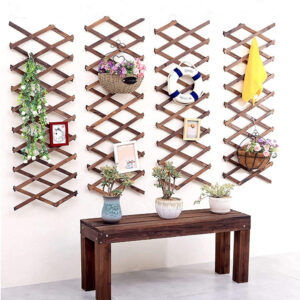 ​​Expandable Wooden Lattice Wall Planter with Hooks​​