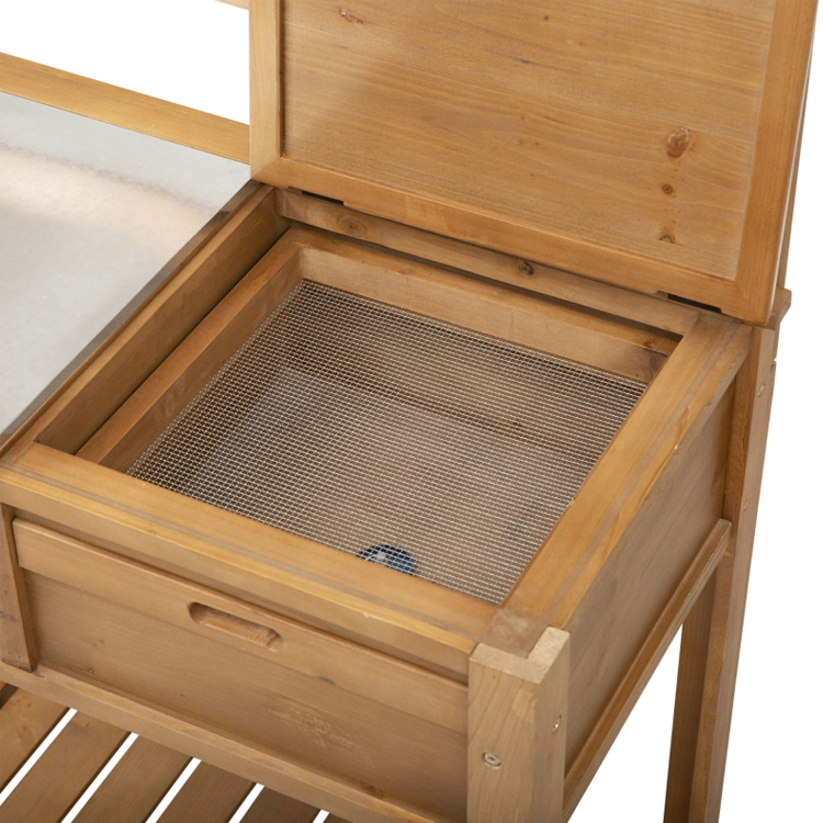 ​​Galvanized Worktop Potting Bench with Storage Shelf​​