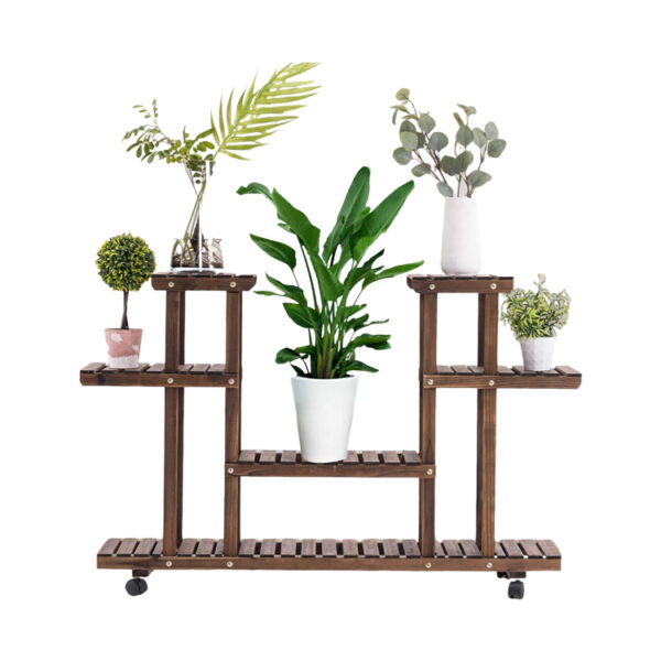 ​​Movable Wooden Plant Stand with 6 Shelves​​