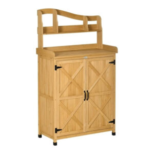 ​​Multifunctional Outdoor Storage Cabinet with Gardening Workbench​​