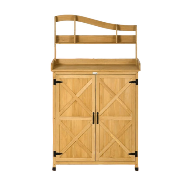 ​​Multifunctional Outdoor Storage Cabinet with Gardening Workbench​​