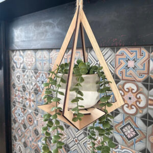 ​​Small Diamond-Shaped Wooden Plant Hanger​​