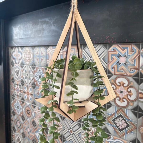 ​​Small Diamond-Shaped Wooden Plant Hanger​​