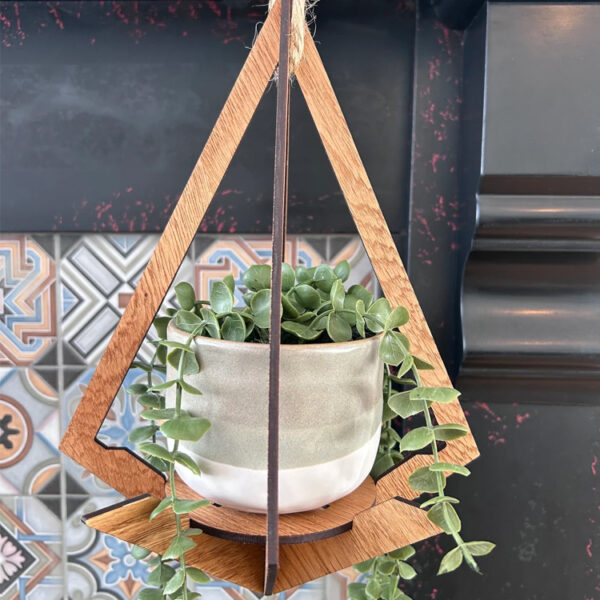 ​​Small Diamond-Shaped Wooden Plant Hanger​​