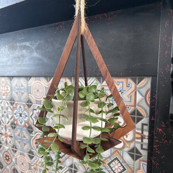 ​​Small Diamond-Shaped Wooden Plant Hanger​​