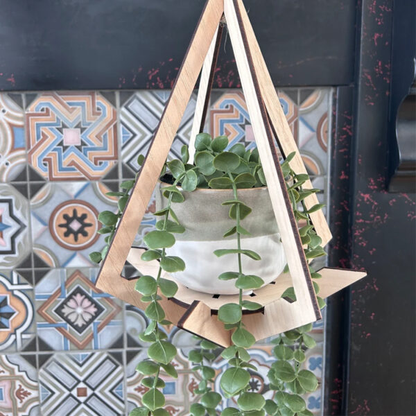 ​​Small Diamond-Shaped Wooden Plant Hanger​​