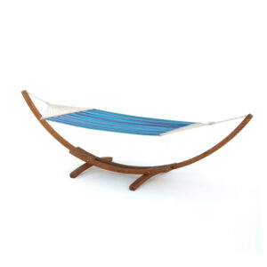 ​​Striped Fabric Hammock with Curved Wooden Base​​