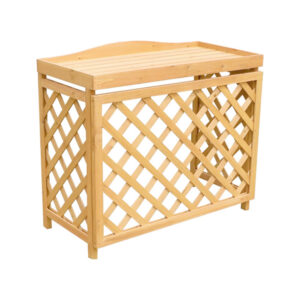 ​​Wooden Air Conditioner Privacy Screen with Plant Shelf​​