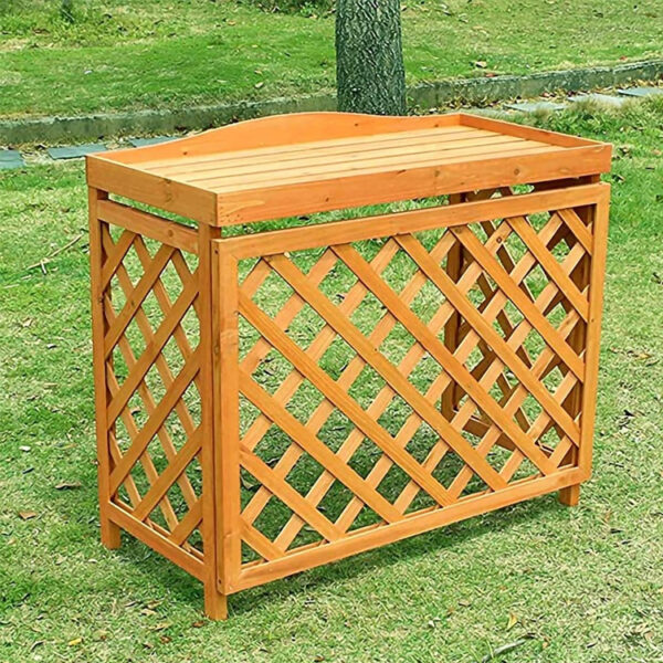 ​​Wooden Air Conditioner Privacy Screen with Plant Shelf​​