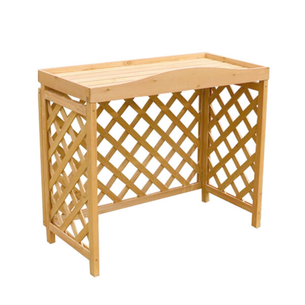 ​​Wooden Air Conditioner Privacy Screen with Plant Shelf​​
