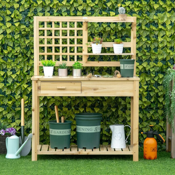 ​​Wooden Potting Bench for Outdoor Garden​​