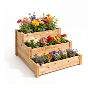 3 Tier Raised Garden Bed Solid Wood 120×120×60cm