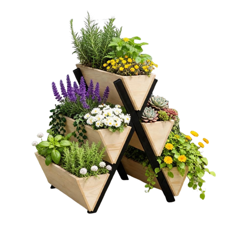 5 Tiered Planter Box Fir Wood 56×71×56cm