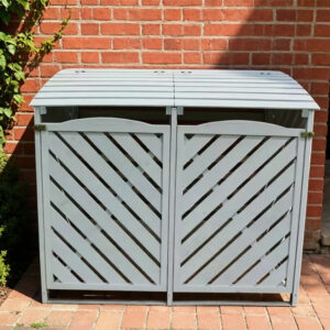 Double Wooden Wheelie Bin Storage Shed with Slatted Design and Curved Roof