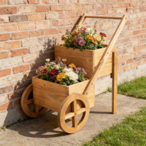 Garden Wheelbarrow Planter Fir Wood 58×34×60cm