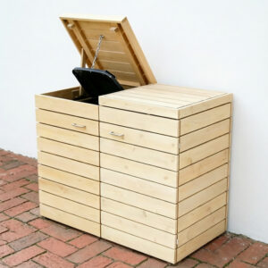 Modular Slatted Wooden Double Wheelie Bin Store